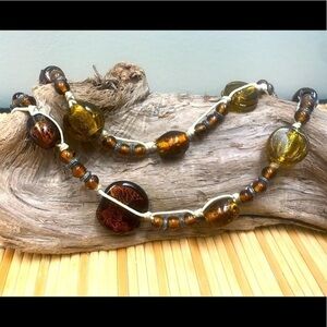 Vintage Boho Glass Bead Necklace